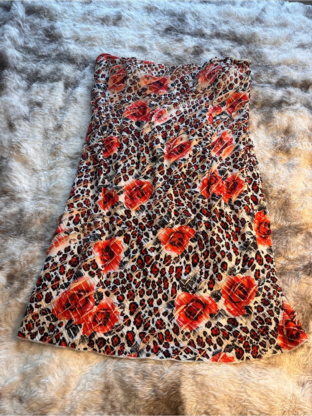 monaco Strapless Mini Dress in Red Floral Leopard Print